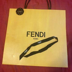 GENUINE FENDI Shopping Bag with round FENDI Logo Clip and FENDI Logo Ribbon